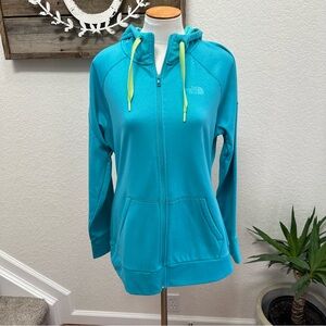 The North Face blue hooded sweatshirt jacket‎ blue green ladies Large